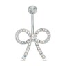 Thumbnail Image 1 of 014 Gauge Bow Belly Button Ring with Iridescent Crystals in Stainless Steel