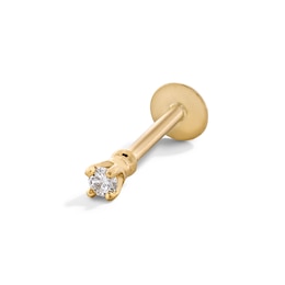 14K Solid Gold Diamond Accent Stud - 18G