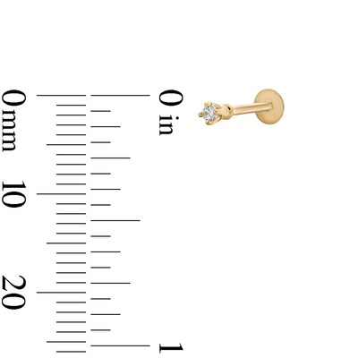 14K Solid Gold Diamond Accent Stud - 18G