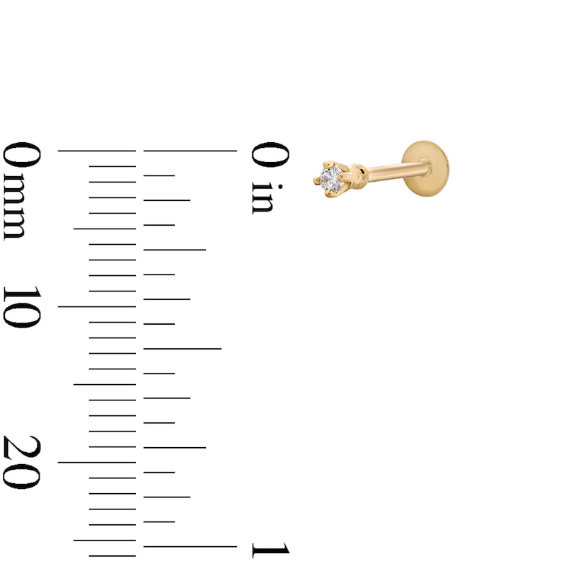 Main Image 2 of 14K Solid Gold Diamond Accent Stud - 18G