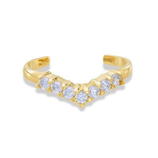 10K Solid Gold CZ Chevron Midi/Toe Ring