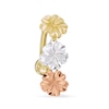 Thumbnail Image 1 of 014 Gauge Top Down Belly Button Ring with Three Flowers in 10K Tri-Tone Gold