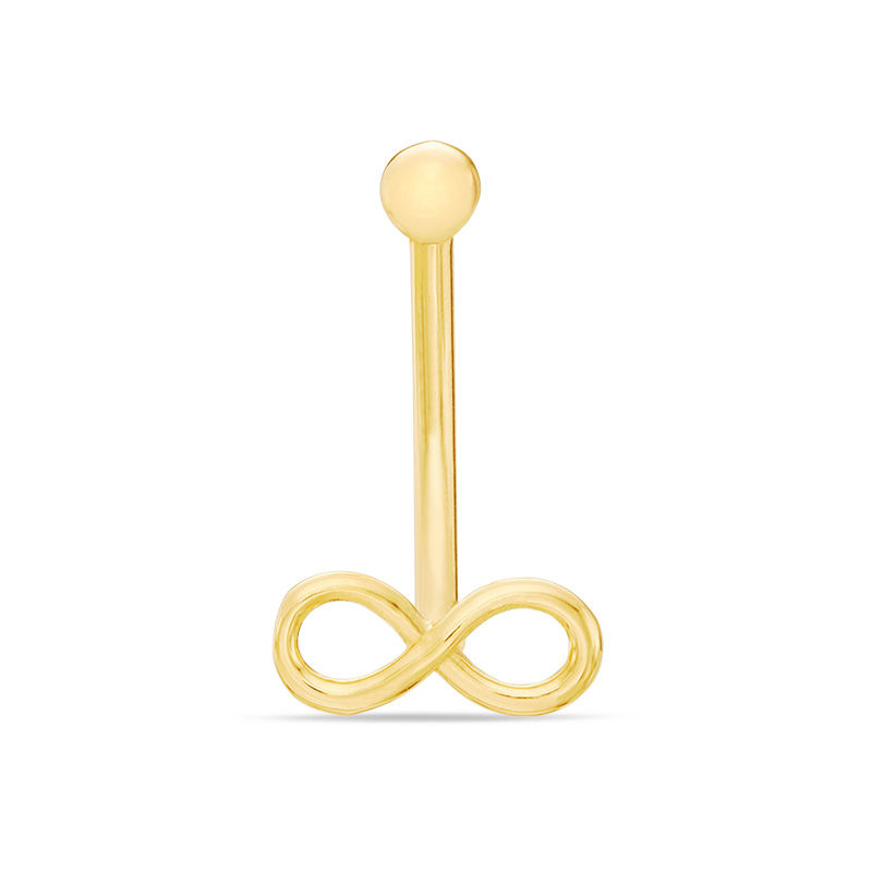 016 Gauge Curved Barbell with Infinity Symbol in 10K Gold
