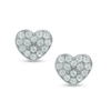Cubic Zirconia Heart Stud Earrings in 10K White Gold