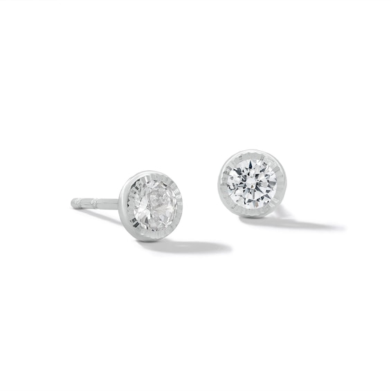 4mm Cubic Zirconia Stud Earrings in 10K White Gold