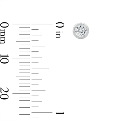 10K White Gold CZ Round Bezel Studs
