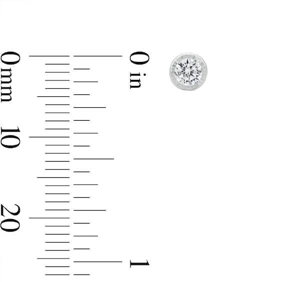 10K White Gold CZ Round Bezel Studs