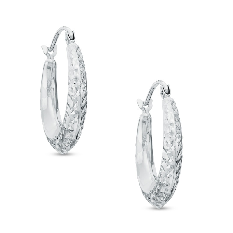 Diamond-Cut Hoop Earrings in 10K White Gold