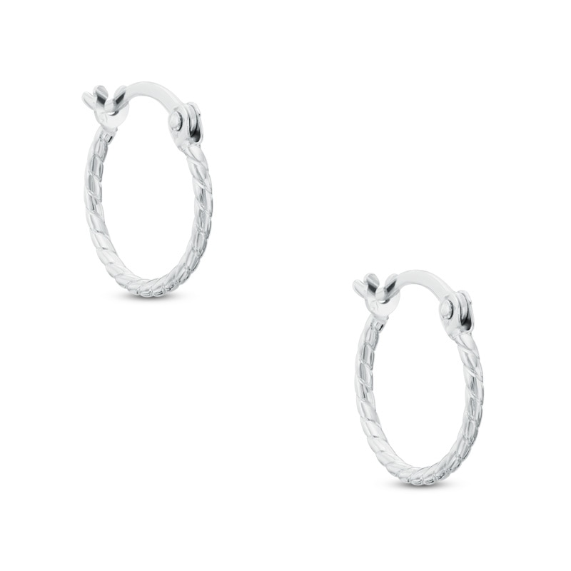 10mm Rope Twist Hoop Earrings in 10K Tube Hollow White Gold