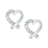 Thumbnail Image 1 of Cubic Zirconia Ribbon Heart Stud Earrings in 10K White Gold