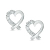 Thumbnail Image 0 of Cubic Zirconia Ribbon Heart Stud Earrings in 10K White Gold