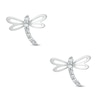 Cubic Zirconia Dragonfly Stud Earrings in 10K White Gold