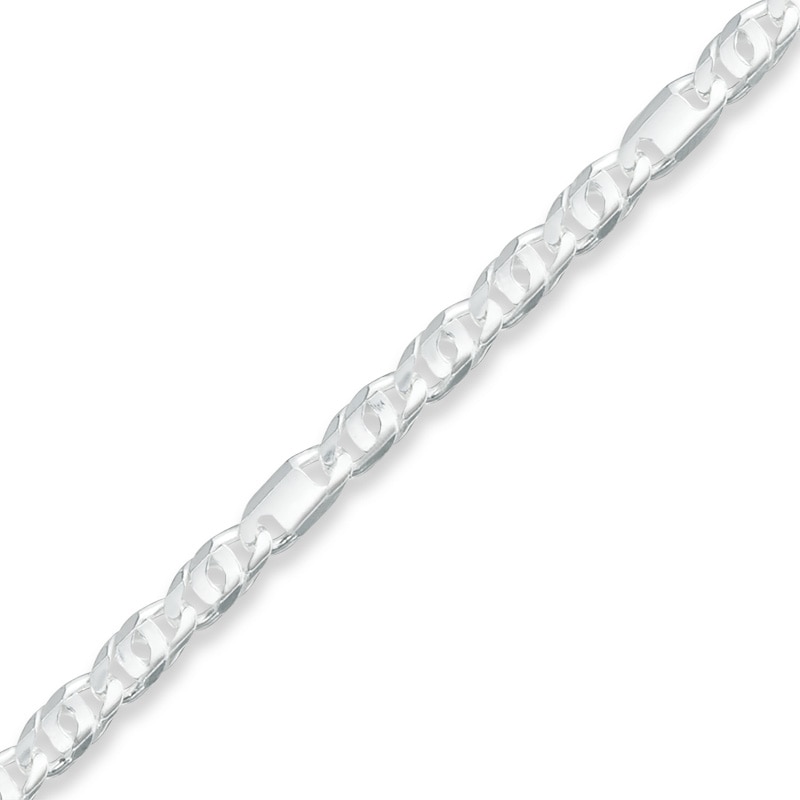 120 Gauge Concave Figaro Chain Bracelet in Sterling Silver - 9"
