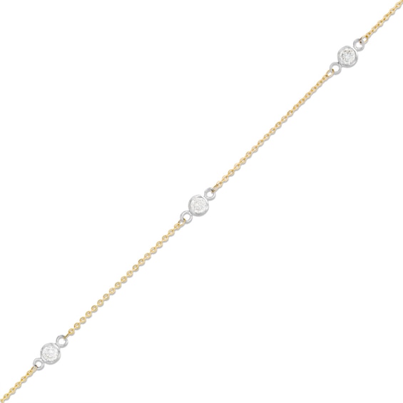 Cubic Zirconia Anklet in 10K Gold Bonded Sterling Silver - 10"