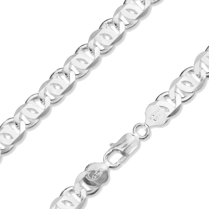 Main Image 1 of Sterling Silver 180 Gauge Cat's Eye Link Chain Necklace - 24"