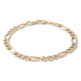 Made in Italy 150 Gauge Figaro Chain Bracelet in 10K Hollow Two-Tone Gold - 8.5&quot;
