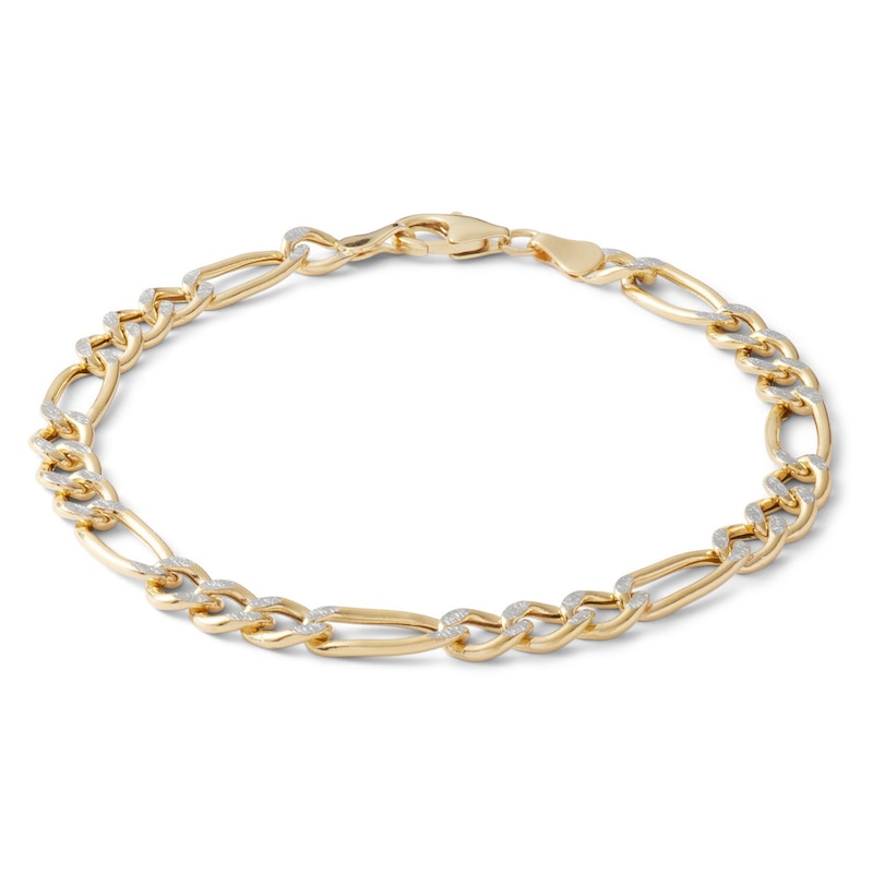 Made in Italy 150 Gauge Figaro Chain Bracelet in 10K Hollow Two-Tone Gold - 8.5"