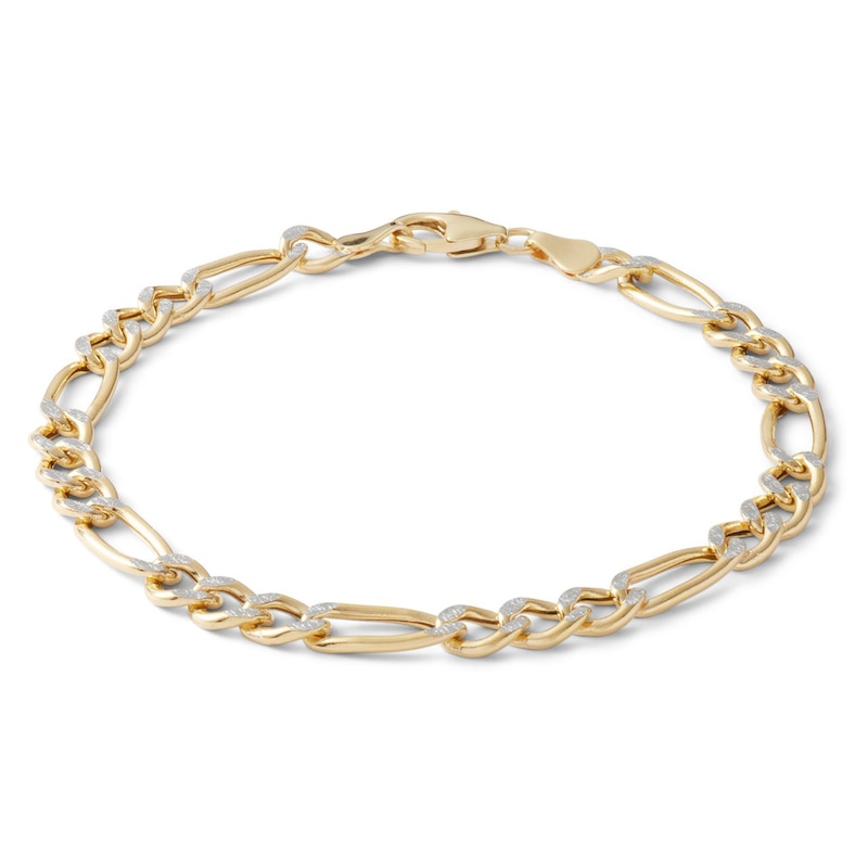 Main Image 1 of Made in Italy 150 Gauge Figaro Chain Bracelet in 10K Hollow Two-Tone Gold - 8.5"