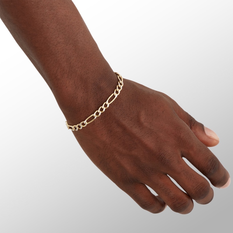 Main Image 4 of Made in Italy 150 Gauge Figaro Chain Bracelet in 10K Hollow Two-Tone Gold - 8.5"
