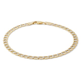 Made in Italy 100 Gauge Curb Chain Bracelet in 10K Hollow Two-Tone Gold - 8"