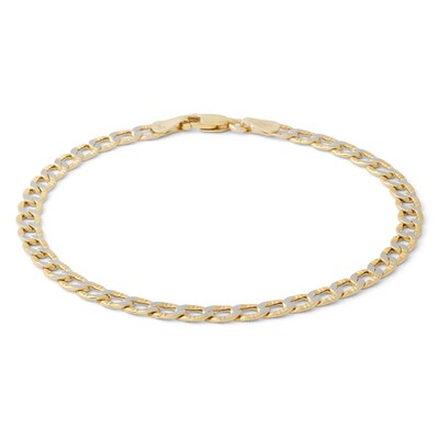 Made in Italy 100 Gauge Curb Chain Bracelet in 10K Hollow Two-Tone Gold - 8"
