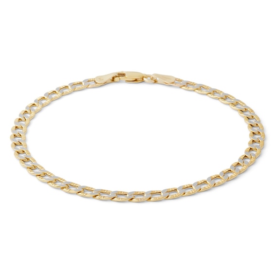 Made in Italy 100 Gauge Curb Chain Bracelet in 10K Hollow Two-Tone Gold - 8"