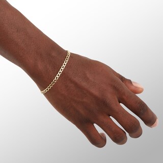 Made in Italy 100 Gauge Curb Chain Bracelet in 10K Hollow Two-Tone Gold - 8"