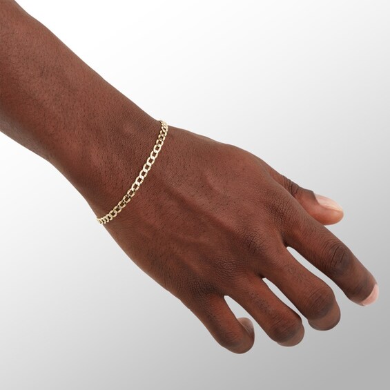 Made in Italy 100 Gauge Curb Chain Bracelet in 10K Hollow Two-Tone Gold - 8"