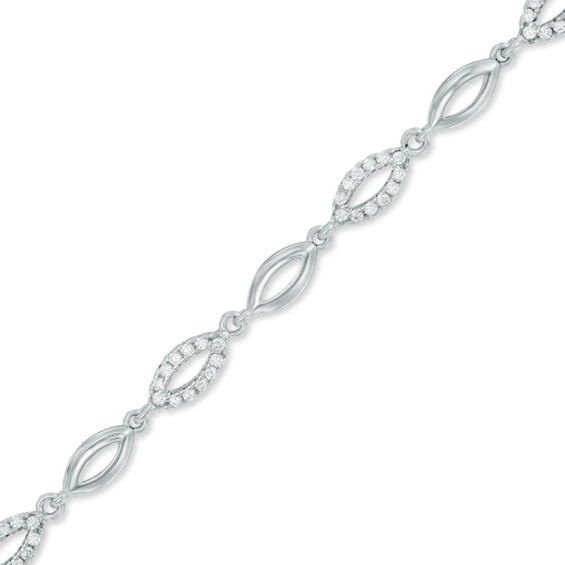 Cubic Zirconia Marquise Link Bracelet in Sterling Silver - 7.25"