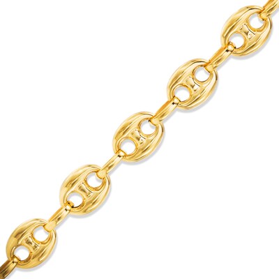 100 Gauge Puffed Mariner Chain Bracelet in 10K Gold - 7.5"