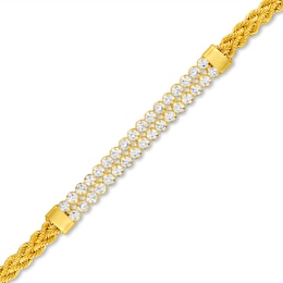Cubic Zirconia Rope Chain Bracelet in 10K Gold - 7.5&quot;