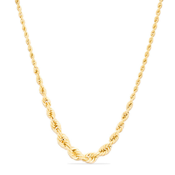 Graduated Rope Chain Necklace in 10K Gold