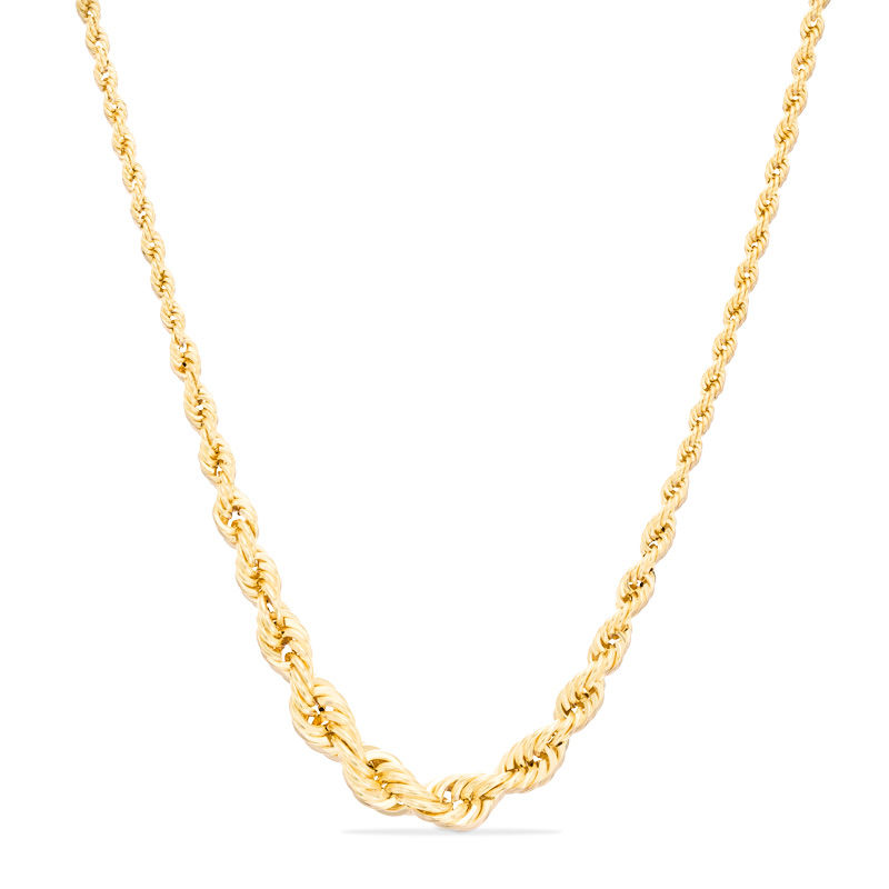 Main Image 1 of Graduated Rope Chain Necklace in 10K Gold
