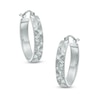 15mm Diamond-Cut Oval Hoop Earrings in Sterling Silver