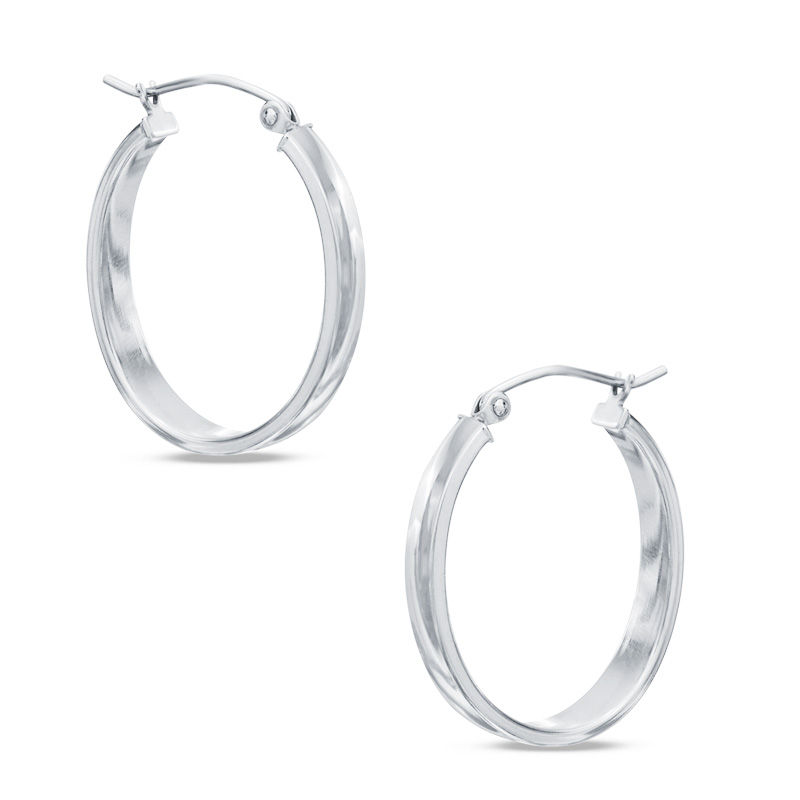 4 x 20mm Oval Hoop Earrings in Sterling Silver