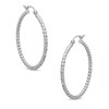 Thumbnail Image 0 of 30mm Diamond-Cut Bead Hoop Earrings in Hollow Sterling Silver