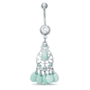 Thumbnail Image 1 of 014 Gauge Green Acrylic Chandelier Dangle Belly Button Ring in Stainless Steel with Cubic Zirconia