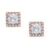 Thumbnail Image 0 of 6mm Cubic Zirconia Square Frame Stud Earrings in Sterling Silver and 18K Rose Gold Plate