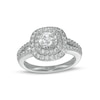 Thumbnail Image 0 of 6mm Cubic Zirconia Double Frame Ring in Sterling Silver - Size 7
