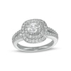 Thumbnail Image 0 of 6mm Cubic Zirconia Double Frame Ring in Sterling Silver - Size 7