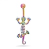 Thumbnail Image 0 of 014 Gauge Crystal Lizard Belly Button Ring in Stainless Steel with Rainbow IP