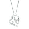 Thumbnail Image 1 of Diamond Accent Heartbeat Pendant in Sterling Silver