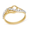 Thumbnail Image 0 of Heart and Wave Cubic Zirconia Ring in 10K Gold - Size 7