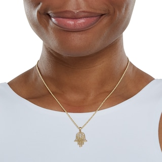 Hamsa Scroll Necklace Charm in 10K Solid Gold