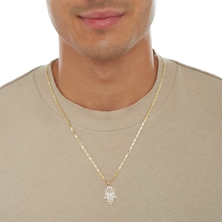 Hamsa Scroll Necklace Charm in 10K Solid Gold