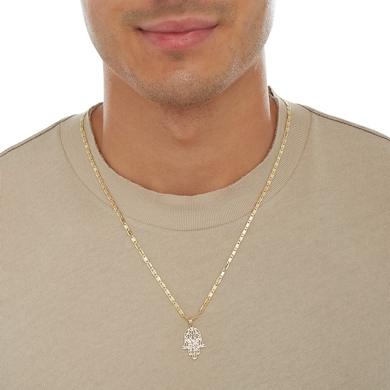 Main Image 4 of Hamsa Scroll Necklace Charm in 10K Solid Gold