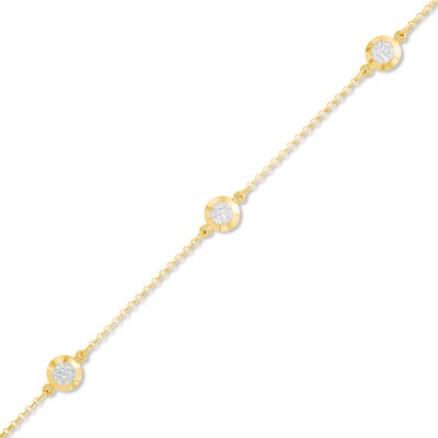 Bezel-Set Crystal Station Anklet in 10K Gold - 10"
