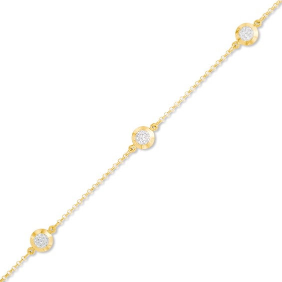 Bezel-Set Crystal Station Anklet in 10K Gold - 10"