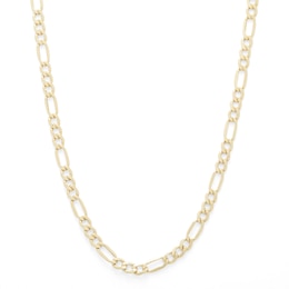 080 Gauge Figaro Chain Necklace in 10K Hollow Gold - 24&quot;