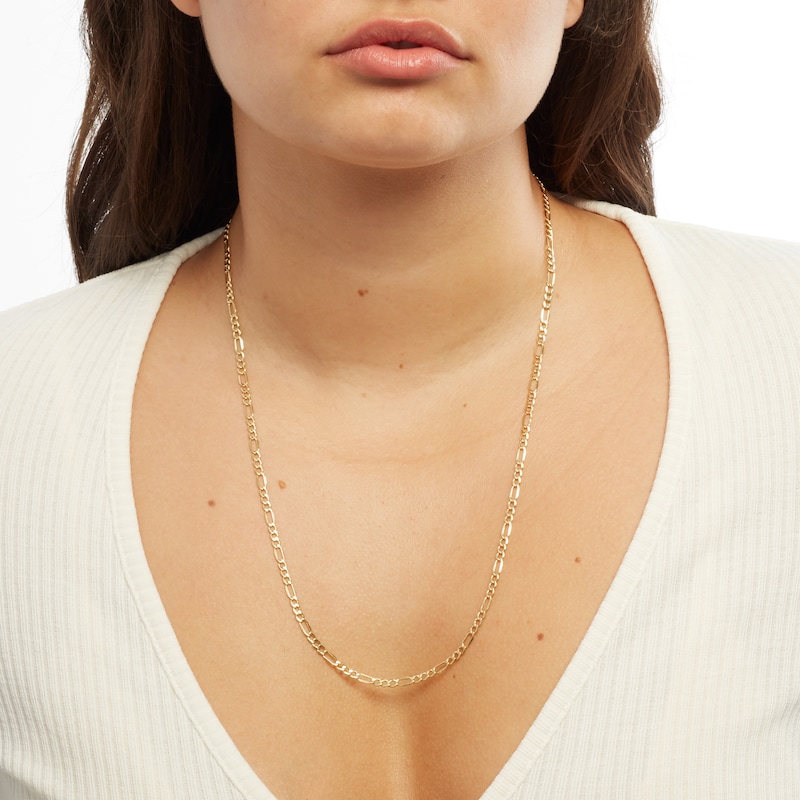 Main Image 2 of 10K Hollow Gold Figaro Chain - 24"